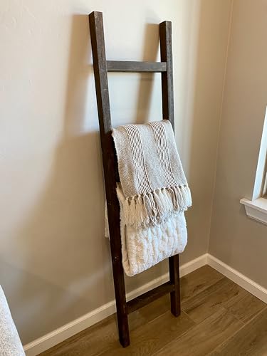BarnwoodUSA Rustic Farmhouse Decorative Ladder - Our 5 ft Ladder can be Mounted Horizontally or Vertically and is Crafted from Upcycled Wood | No Assembly Required | Brown - color: Espresso, size: 60"H x 15"W x 1.63"D