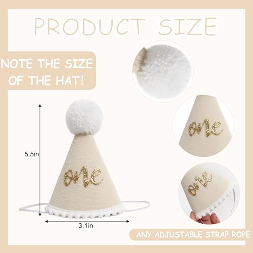 HGFC 1st Birthday Hat For Baby - Natural Boho First/1st Birthday Decorations, Boho First Birthday Crown,Cake Smash Photo Prop - color: Beige