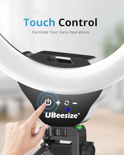 UBeesize 12'' LED RGB Ring Light with 62'' Tripod Stand, Selfie Ring Light for Video Recording, Live Streaming, TikTok & YouTube, Compatible with iPhone & Android - color: Black RGB, size: 12-in