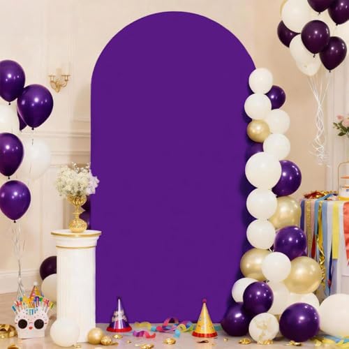 6 FT Arch Backdrop Cover Spandex Arch Cover Fitted Wedding Arched Backdrop Fabric Covers for Baby Shower Bridal Shower Birthday Party Gender Reveal Decoration (Purple) - color: Purple, size: 6 FT