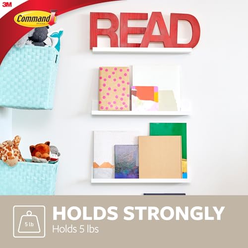Command Picture Ledge, 21" Damage Free Hanging Floating Shelf with Adhesive Strips, Quartz, No Tools Picture Hanger for Displaying Decorations and Photographs, 1 Ledge and 10 Command Strips - color: Quartz
