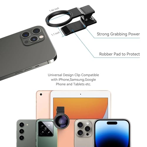 0.45X Clip On Wide Angle and Macro Cell Phone Lens Kit for Photography and Video, External Mobile Camera Attachment - color: Black