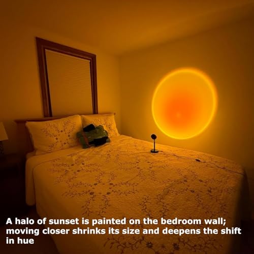 Jensense Sunset Projector Lamp Instagram Backdrop Light Creates Realistic Sunset Glow on Wall Ceiling Ambient Mood Lighting Home Decor Photography Relaxation - color: Sunset Red