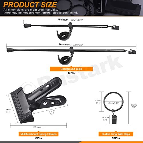 22Pcs Backdrop Heavy Duty Spring Clamps Elastic Photo Clips Holder Clips Assortment Kit w Curtain Clips Backdrop Rings Metal Backdrop Clips Clamps for Photography Video Studio Photo Backdrop - size: Metal Backdrop Clips Set