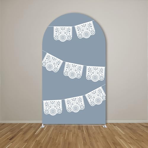 Arch Backdrop Cover Dusty Blue Mexican Fiesta Baptism Baby Shower Double-Sided Chiara Arch Spandex Fabric Cover for Wedding Parties Decorations (2.2x5ft Cover,g4042) - color: g4042, size: 2.2x5ft cover