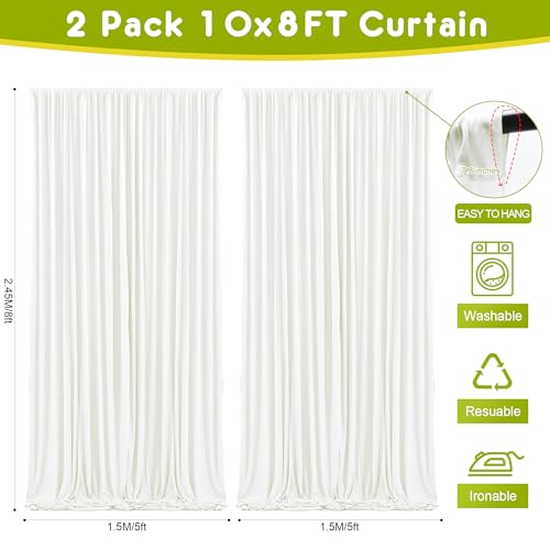 Wokceer Ivory Backdrop Curtain for Wedding Parties 3 Pack 10x8FT Wedding Curtains Photo Backdrop Drapes Polyester for Photoshoot Baby Shower Birthday Party Curtains Background 6 Panels 5x8FT - color: Ivory, size: (3 Pack)10FTx8FT