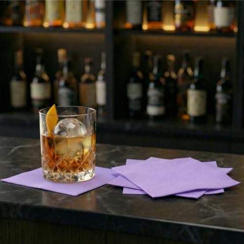 AMERICAN HOMESTEAD Cocktail Napkins - Premium 4.75"x4.75" Disposable Linen-Like Beverage Napkins - Bulk Square Party Bar Serviettes for Weddings, Parties, Events, and Daily Use - (Lilac -100 Count) - color: Lilac, size: 4.75 x 4.75