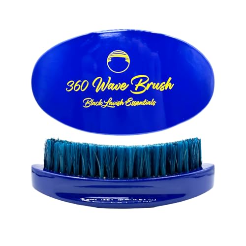 Men’s Hair Brush, Build Deeper, Hard Boar Bristle Curved, Perfect for Styling Hair, Ultimate Wave Grooming Tool, 360 Wave Brush (Medium-Hard Brush, Blue) - color: Royal Blue, size: Medium-Hard