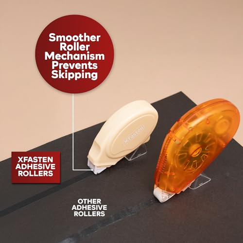 XFasten Glue Tape Roller for Scrapbooking 4-Pack Acid-Free Pastel Beige Double Sided Tape Roller for Crafts, Photos, Bullet and Junk Journaling Supplies - Scrapbook Adhesive Runner (0.3 in x 30 ft) - color: Pastel Beige
