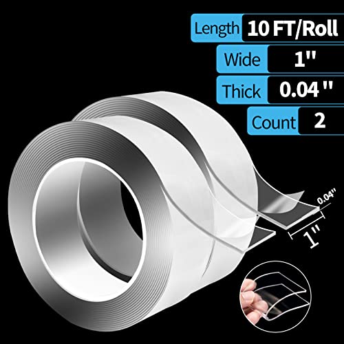 Art3d Nano Double-Sided Adhesive Tape, Multipurpose Tape for Carpet Mats/Paste Items/Photos Frames/Craft Wall Mounting - size: 1/24" x 1" x 10'
