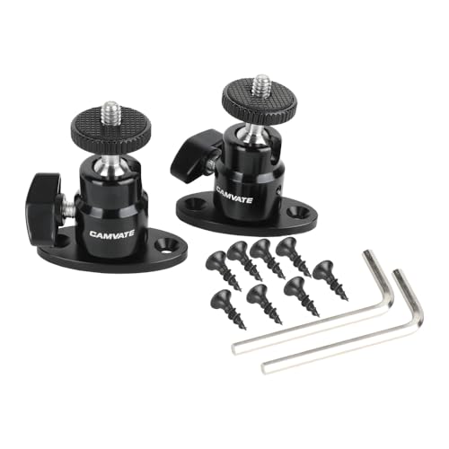 CAMVATE 1/4"-20 Mini Ball Head with Ceiling Mount for CCTV & Video Wall Monitors Mount(2 Pieces)-24004