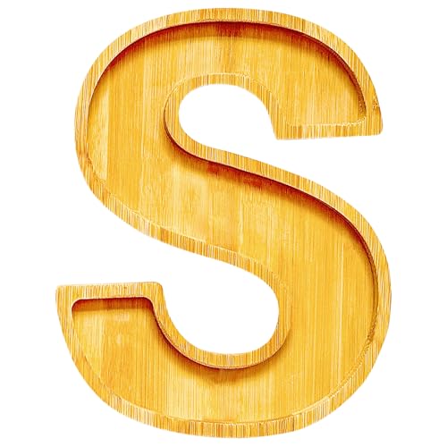 11" Wooden Letter S Platter Tray for Party Charcuterie Board Letters Serving Trays for Food Fruit Cupcake Reusable Fillable Dishes Plates for Birthday Anniversary Wedding Party Baby Shower Supplies - color: Letter S