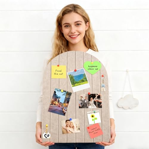 2 Pcs Foldable Felt Bulletin Board, 0.35" Thick Arch Fabric Pin Board with Adhesive Sticker, Large Cork Boards Wall Mount Memo Boards for Office Bedroom Living Room, Decorative Board (24x16 inch) - size: 24x16 inch