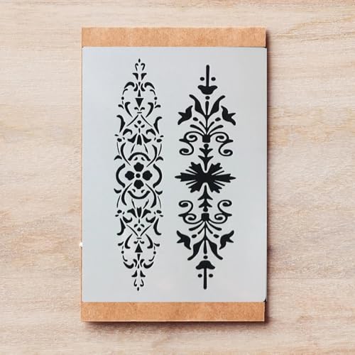 TIAMECH A4 Reusable Floral Lines Stencil for Painting - Palace Strip Border Layering Template, DIY Wall Art, Wood Furniture, Scrapbook & Crafts (8.3x11.7inch) - style: Floral Lines