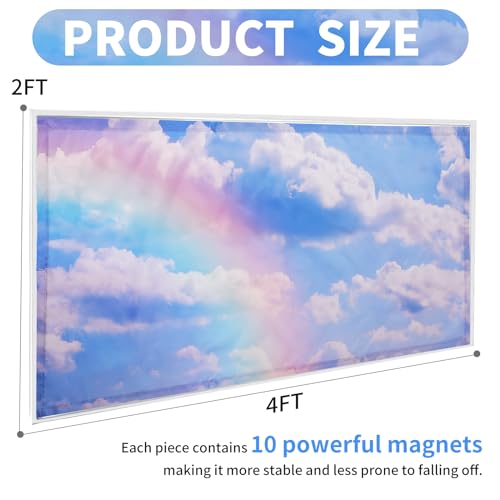Torixqi 2pcs Fluorescent Light Covers - Light Covers for Ceiling Lights Classroom, Magnetic Light Filters for Office, Hospitals, Home 4 x 2 Feet (rainbow) - color: rainbow
