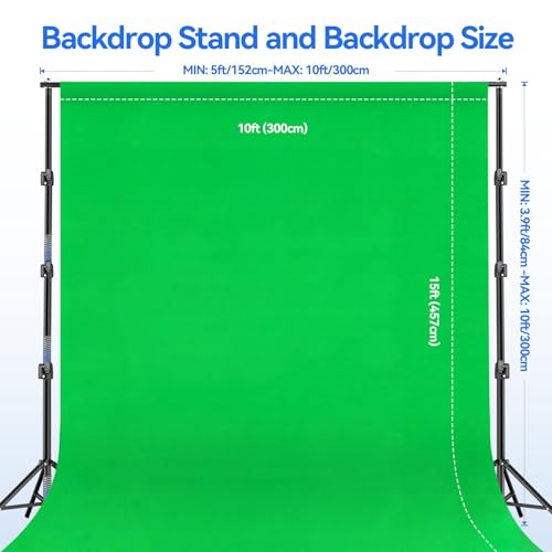 EMART 10 x 10ft Green Screen Backdrop Kit with Tripod Stand, Photography Background Support System with 10 x 15ft 100% Cotton Muslin Chromakey Backdrop for Photo Studio, Video Shooting, Live Streaming - size: 10*10ft Stand/10*15ft Backdrop