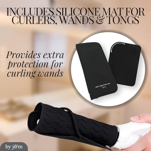 Flat Iron Hair Straightener Silicone Mat & Pouch Pack by j&m - with Heat Proof Mat for Curling Tongs/Wands/Irons - Fits ghd, BaByliss & Larger Straighteners - Zip-Up All-in-One Compact Travel Case - size: Pouch & Mat