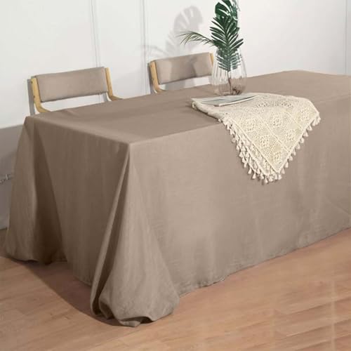 Efavormart 90x132 Taupe Premium Faux Linen Rectangular Tablecloth | Wrinkle Free Tablecloth - color: Taupe, size: 132" x 90" (Rectangular)