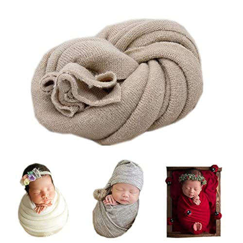 Newborn Photography Props Boys Girls Wrap Baby Photo Props Soft Knit Blanket Cloth (Camel) - color: Camel