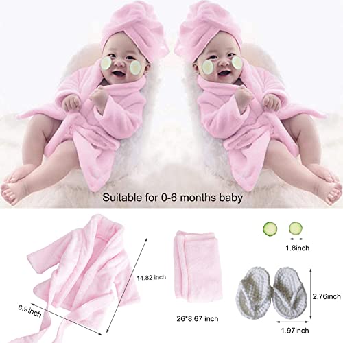 Newborn Photography Props Baby Girl 5 PCS Bathrobes Bath Towel Outfit with Slippers Cucumber Photo Props for Infant Boys Girls(0-6 Months) - size: 2.76" x 1.97"