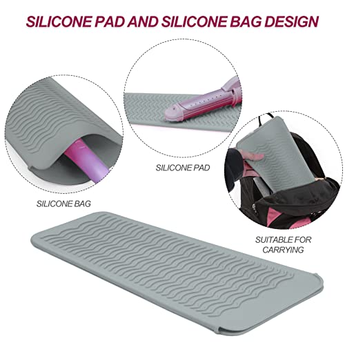 1Pack Silicone Heat Resistant Mat Pouch for Hair Straightener, Curling Iron, Flat Iron and Hot Hair Tools Grey - color: Grey, size: 1 Pack