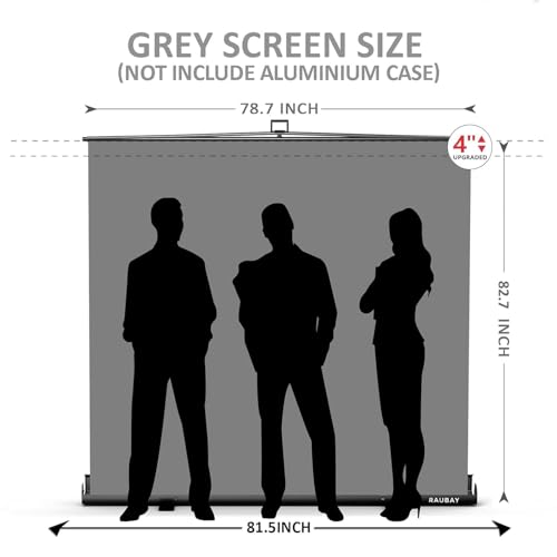 【Wider Style】 RAUBAY 78.7 x 82.7in Large Collapsible Gray Backdrop Screen Portable Retractable Panel Photo Gray Background with Stand for Video Conference, Photographic Studio, Streaming - color: Grey, size: Wider (78.7 x 82.7in)