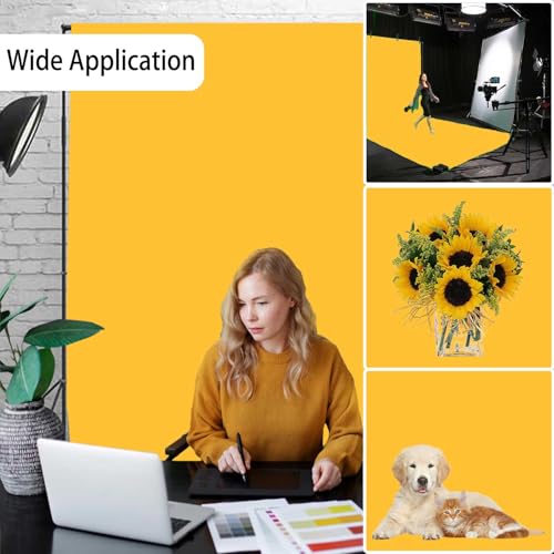 Yellow Photo Backdrop, Photo Booth Portrait Photography Backdrops, Studio Yellow Backdrop for Photoshoot Streaming Video Shooting 6x9ft - color: Yellow, size: 6x9 FT