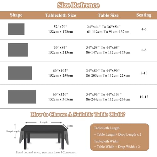 VClife Beige Floral Print Table Cloth, Linen Texture Tablecloth for Rectangle Tables, Aesthetic Vintage Flower Leaves Table Cover for 8-10 Seaters Decorative Fabric Furniture Protector, 60" x 102" - color: A1 Flower:beige, size: 102" x 60" (Rectangular)