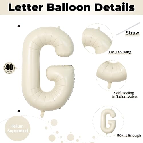 40 Inch Beige GRAD Balloons for Graduation Party Decorations, Large Cream White Sand Grad Balloons Letter, Ivory Alphabet Grad Banner Sign for Class of 2026 Congrats Grad Party Decor Supplies - color: Gream - Grad
