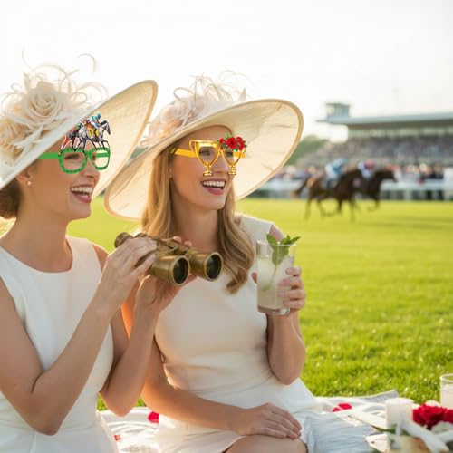 Pajean 36 Pcs Derby Day Glasses Decoration Party Horse Racing Theme Paper Eyeglasses Horse Race Photo Booth Props for Derby Birthday Party Supplies Decorations - style: Horse