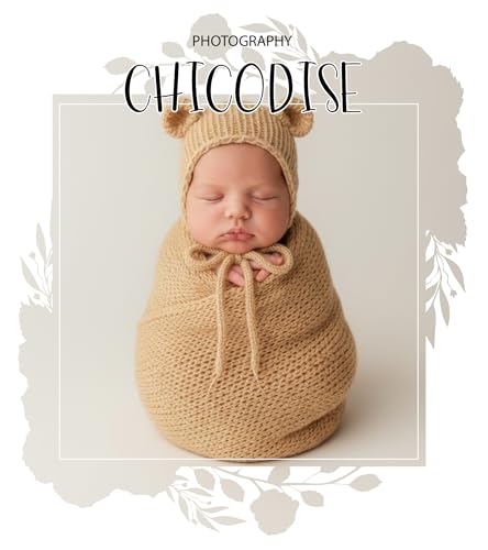 Baby Photography Props Infant Boy Girl Outfits - Crochet Knit Mohair Wrap Blanket & Bear Hat for Newborn Photo Shoots(Beige) - color: Beige
