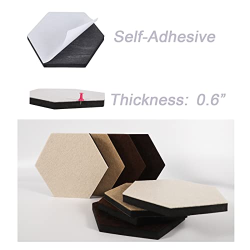LAJAR Hexagon Felt Bulletin Board Tiles, 8 Pcs Self Adhesive Pin Board Wall Tiles for Photos, Pictures, Memos (Camel) - color: Camel