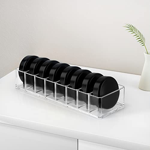 HBlife Clear Acrylic Makeup Compact Organizer, 8 Spaces Vanity Organizer Stand Eyeshadow Pallet Storage for Lipstick Bronzer Powder Highlighter, Skincare Cosmetic Display Cases for Bathroom - color: Clear