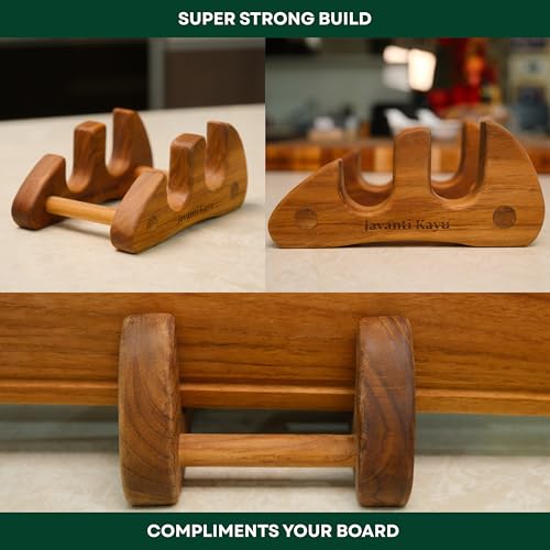 Chopping Board Stand β Teak Wood β Premium Handmade Holder Organizer for Boards, Drying Rack, Single or Dual Slot, Fits Thick Boards, Air-Dry Base (2 Slots (1.3 in Thickness)) - style: 2 Slots - 1.3" Thick Each