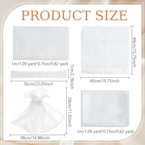 WEBEEDY 5 Pcs White Nail Background Mat for Pictures Nail Photo Props with Small Faux Fur Rug, Satin Silk, Knitted Sleeve, Lace Cuff, Organza Fabric for Nails Jewelry Pictures Background Flat Lay