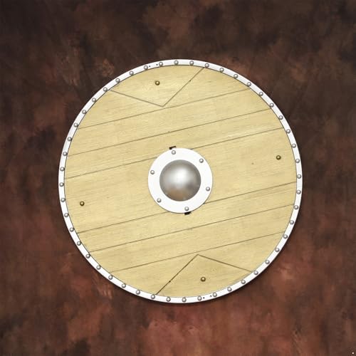 iEFiEL Medieval Vikings Era Shield Wood-Look Warrior Role Play Halloween Fantasy Photography Props - color: Gold