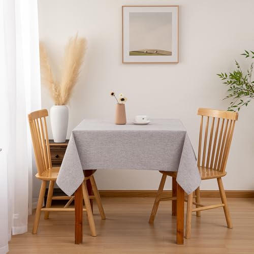 Hiasan Faux Linen Square Tablecloth - Wrinkle and Stain Resistant Washable Table Cloth for Kitchen Dining Room Holiday Table Cover for Party Dinner, Stone, 30 x 30 Inch - color: Stone, size: 30" x 30" (Square)