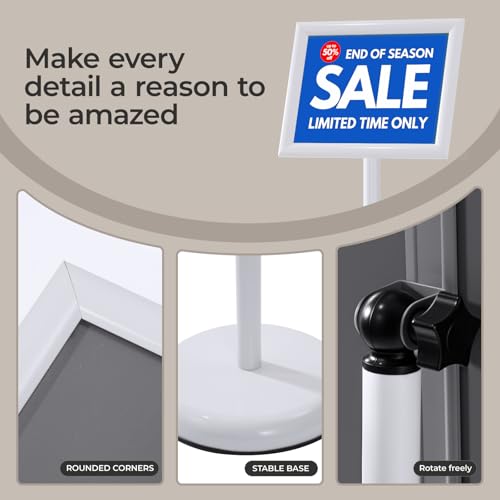 YIYO sign stand,floor sign holder poster stand heavy duty pedestal signage stand for display (WHITE, 8.5*11)