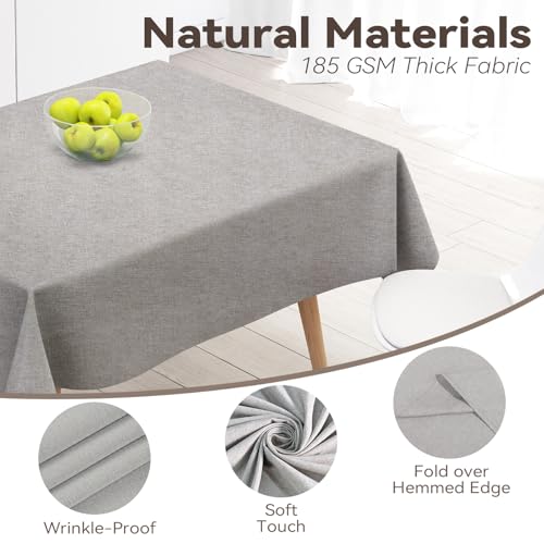 Rectangular Tablecloth Linen Texture Waterproof and Stain-Resistant Table Cloth, Kitchen Dining Table Decoration, 52 x 70 inch Fabric Natural Color - color: Nature, size: 70" x 52" (Rectangular)