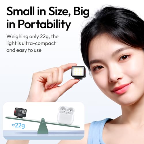 ULANZI DG01 Mini Cube Phone Light Portable LED Camera Light for DJI OSMO Pocket 4/3 Action Camera Sony zv-e 10 Canon r550,Support Magnetic Attraction & Type-C Charging for ULANZI JJ02 Tripod - color: Black