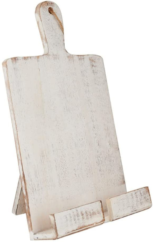 Wedding Gifts Wooden Cookbook Stand Chopping Board Style Foldable Recipe Book Stand Holder Easel for Kitchen Text Book Tablet L 9.5 x B 1.5 x H 14 inches (White) Cooking Gifts - color: White