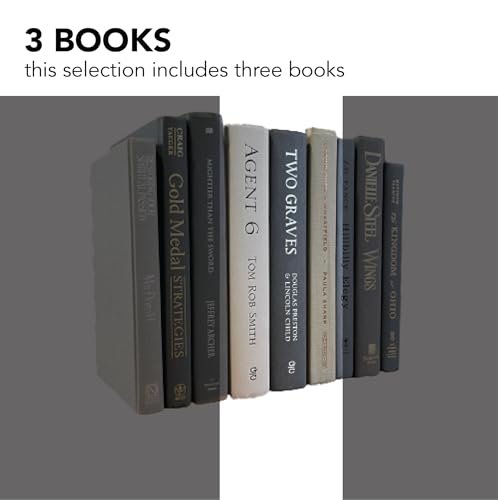 Decorative Accent for Home Decor – Real Books by Color® Interior Styling Piece for Bookshelf, Coffee Table, Design Display (Set of 3, Gray) - color: Grey, size: Set of 3