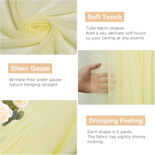 Wokceer Wedding Arch Draping Fabric 28.7" x 20FT Beige Sheer Drapes Backdrop for Wedding Ceremony, Birthday Party, Bridal Shower Decoration - color: Beige, size: 1 Panel