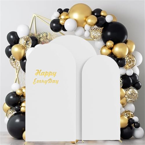 HAINARverS Set of 3 Wedding Arch Cover 6FT,6.6FT,7.2FT Spandex Fitted Stretchy Arch Stand Covers,2 Sided Round Top Chiara Backdrop Cover for Birthday Party Banquet Baby Shower Arch Decoration(White) - color: White, size: 6FT,6.6FT,7.2FT