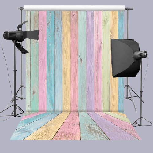 Colorful Wood Backdrop for Photography 8x10FT Easter Pastel Rustic Wooden Background Boy Girl Birthday Party Decorations Portrait Photoshoot Studio Props - size: 8x10ft: 96x120 Inch