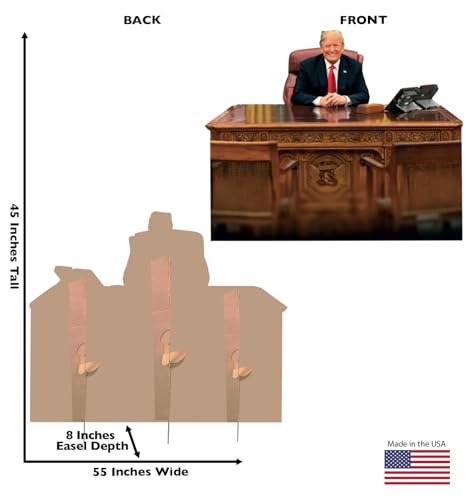 Cardboard People President Trump Sitting Behind The Resolute Desk Life Size Cardboard Cutout Standup - color: President Trump Sitting Behind the Resolute Desk