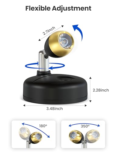 KINDEEP Mini Spotlight for Displays Indoor: LED Uplighting Wireless, RGB Spot Lights with Remote, Timer&Dimmable, Picture Lights for Painting, Artwork, Accent Lighting, Black, 6 Pack - color: Black, size: 6 Pack