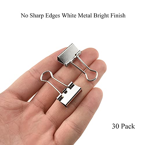HAHIYO Binder Clips Paper Clamps Spring Steel Sturdy Small 0.75 inches Width 0.2 Inch Capacity No Sharp Edges Heavy Duty Tight Grip Reusable Silver Metal Bright Finish for Home Office School 30 Pack - size: Silver0.75in-30P