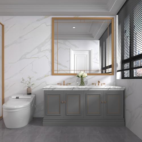 BAYYA 48"x158" Countertop Covers Peel and Stick Wallpaper Matte White Marble Contact Paper for Countertops Kitchen Counter Top Vinyl Wrap Gold/Gray Granite Wrapping Wall Paper Adhesive Table Top Cover - color: White, size: 48" x 158"