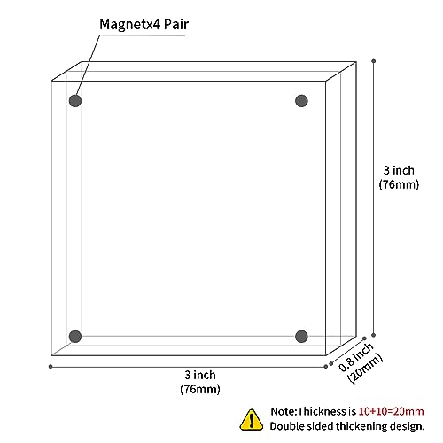 Sezanrpt Acrylic Picture Frames 3x3, 3 x 3 inch picture frame for 3x3 or 2x2 Pictures, Clear Double Sided Thick Photo Frames Desktop Pictures Display Small Tips Holder - size: 3'' x 3''